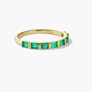 Mejuri Baguette Emerald Half Eternity Band | Size 6